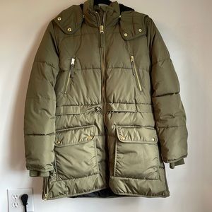 J. Crew army green chateau puffer jacket